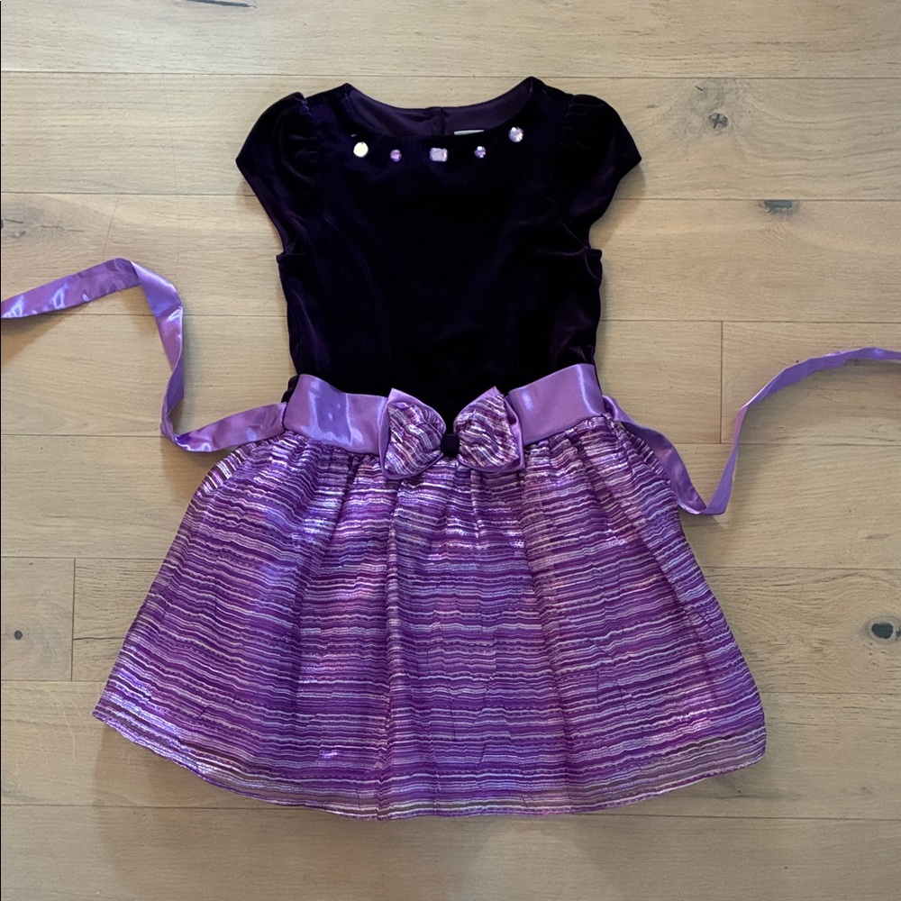 Jona Michelle Deep Purple Velvet Dress with Gem Accents